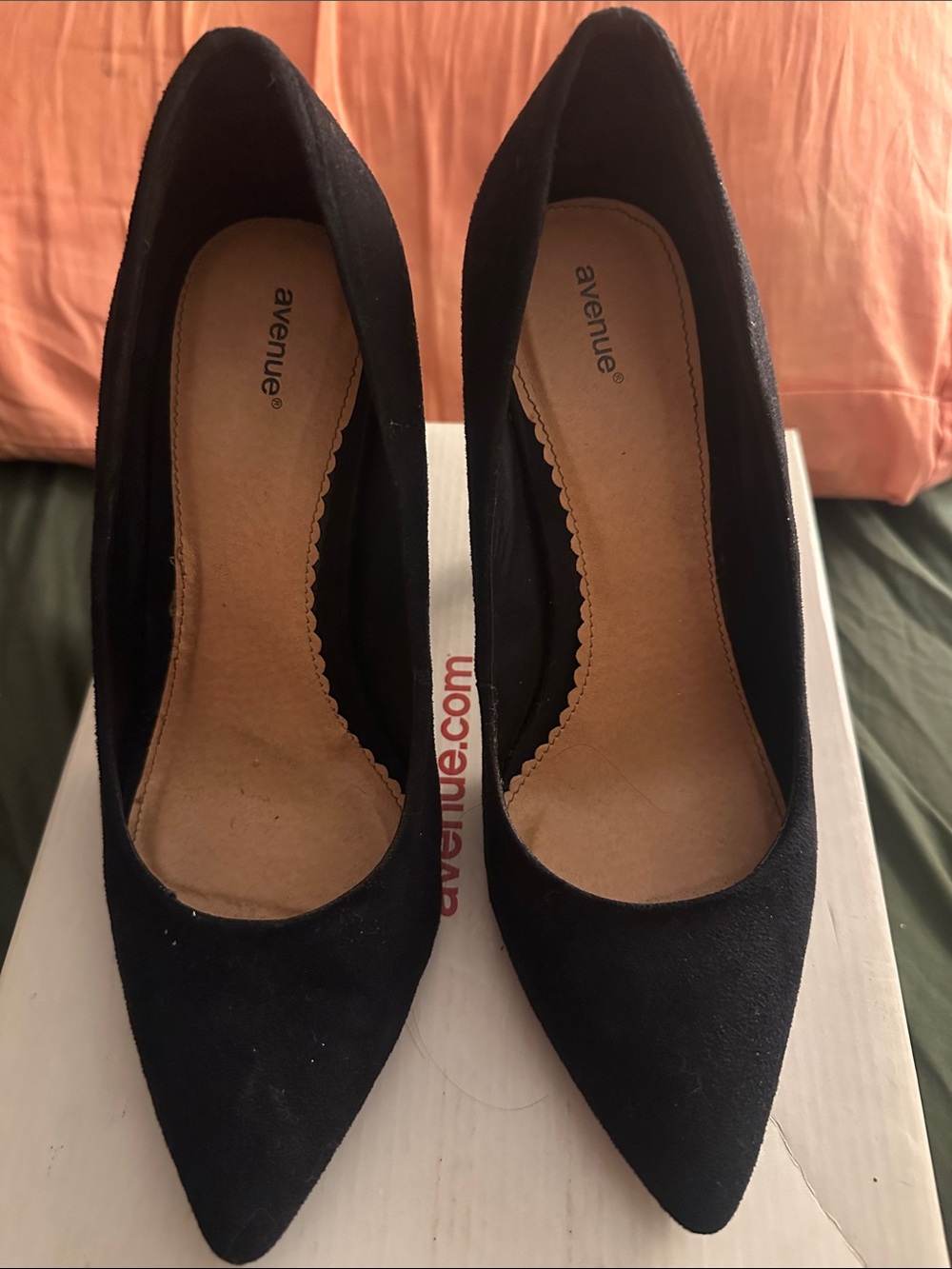 Avenue Black Suede Pointed-Toe Pumps